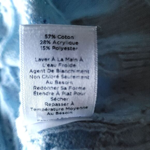 Talbots Cable Knit Confetti Flecked Light Blue Pullover Sweater Women's Size L - Picture 7 of 10